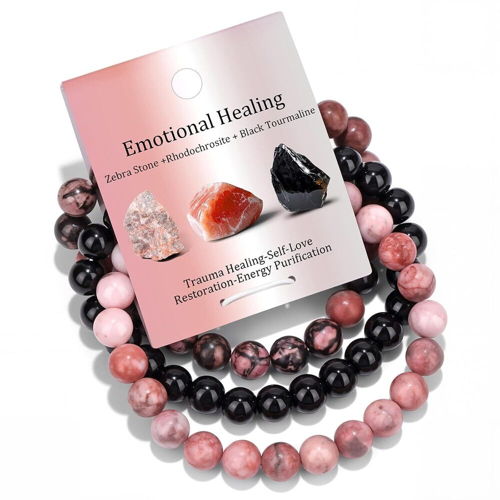 Healing Crystal Bracelets for Women Men 8mm Tiger Eye Hematite Black